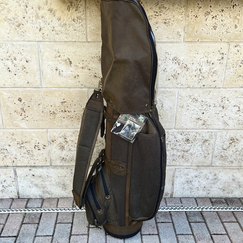 RM CAT Cart 2 Tone Brown 6-Way Golf Cart Bag with Rain Cover Good - Picture 2 of 11